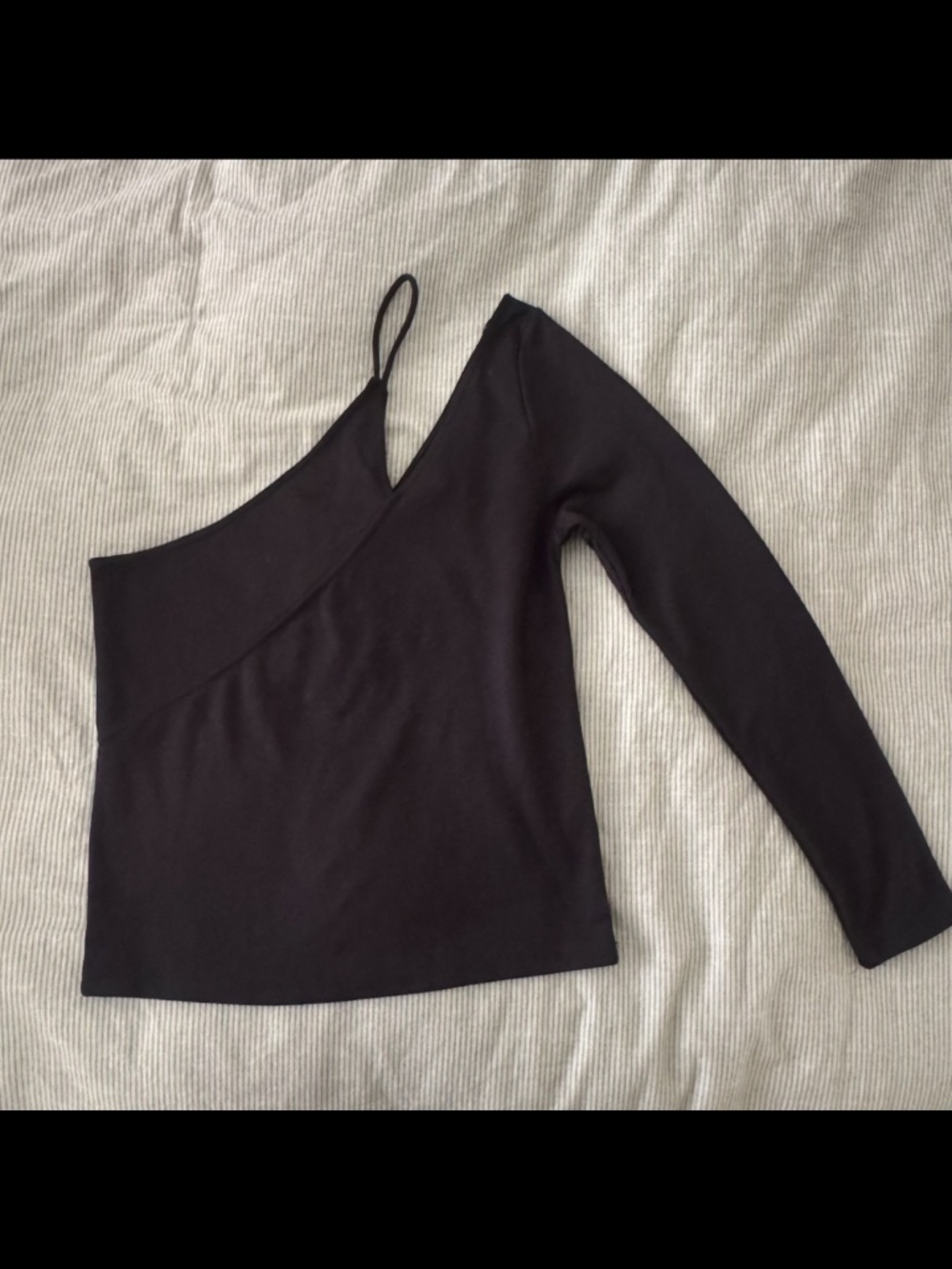 Black Topshop Ponte Asymmetric Shoulder Top
